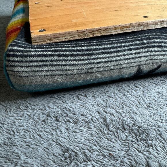 VTG Handmade Wool Upholstered Seat Cushion Pendleton Style Southwest Pattern 14” - Picture 4 of 7